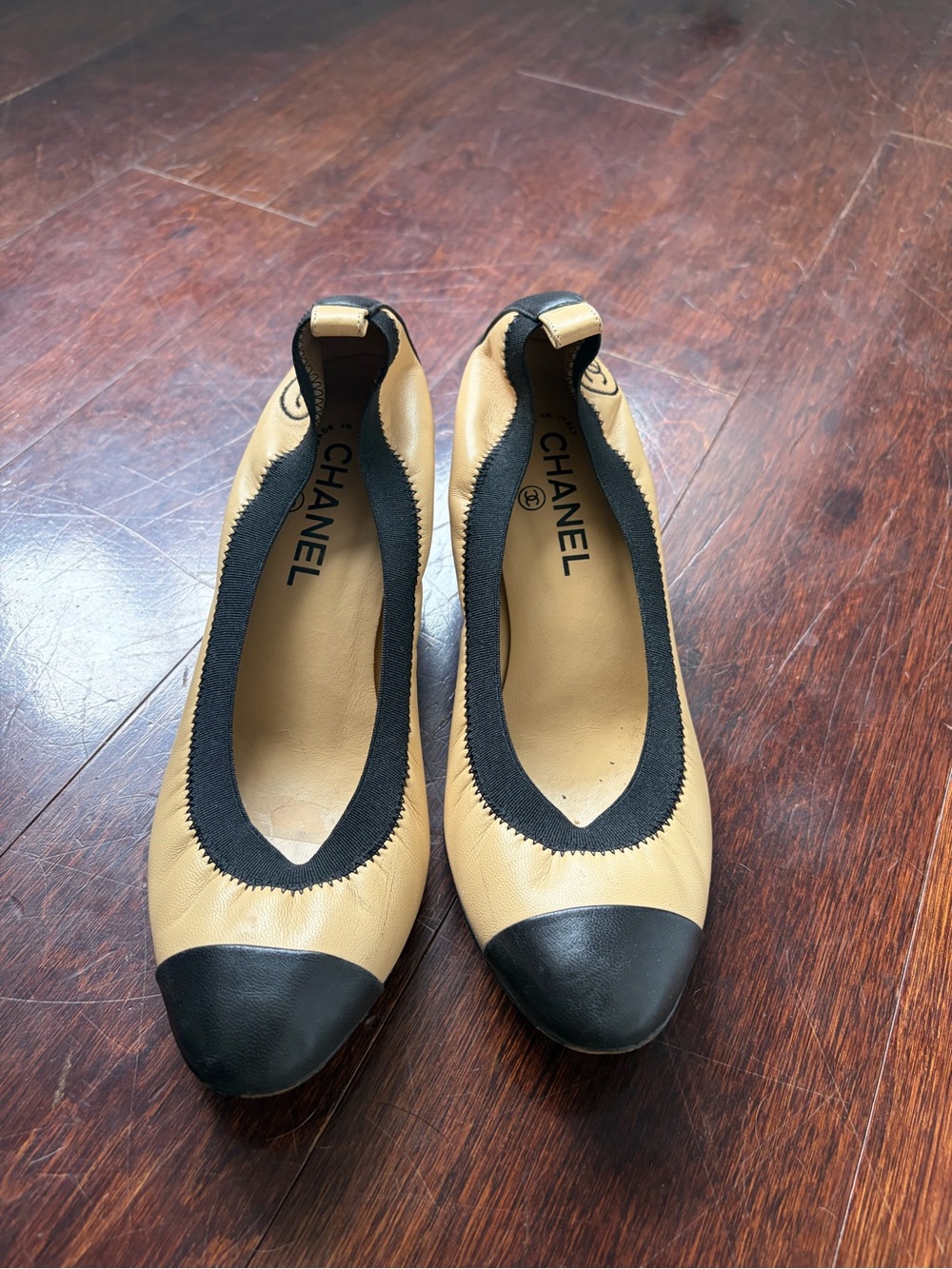 Chanel Cap-Toe Scrunch Ballerina
